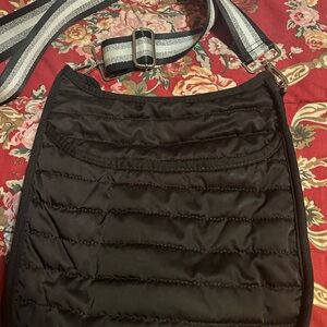 Black Quilted Women's Crossbody Lightweight Puffer Style